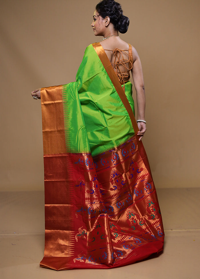 Green Kanjivaram Silk Saree With Blouse Piece