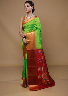 Green Kanjivaram Silk Saree With Blouse Piece