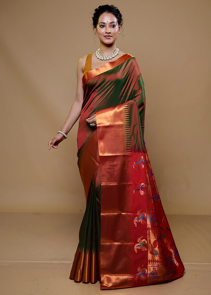 Rust Kanjivaram Silk Saree With Blouse Piece