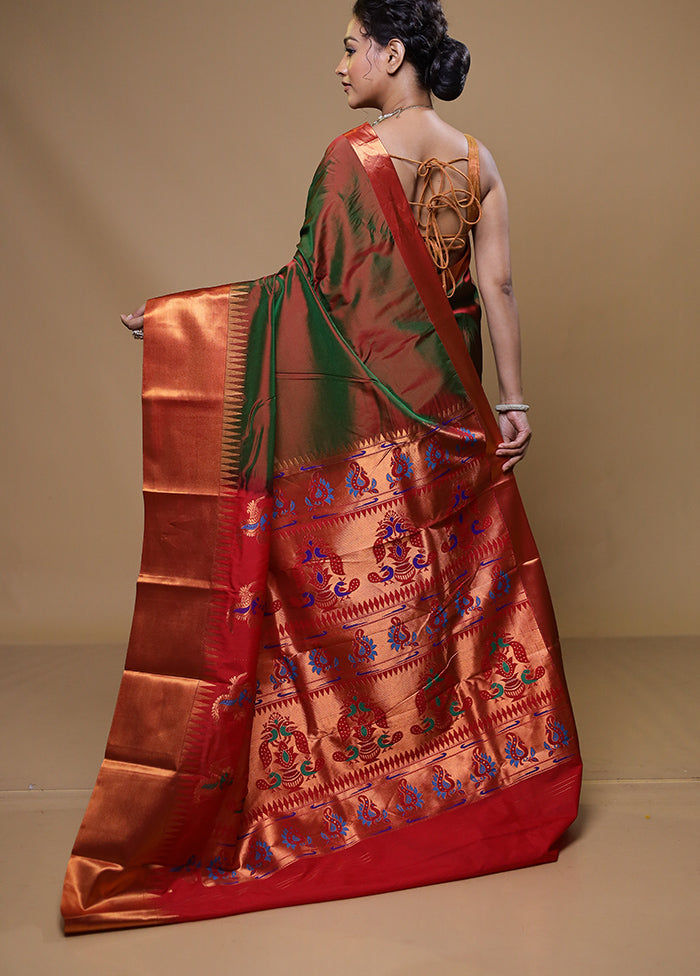 Rust Kanjivaram Silk Saree With Blouse Piece