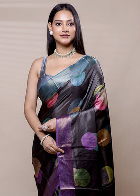 Black Dupion Silk Saree With Blouse Piece