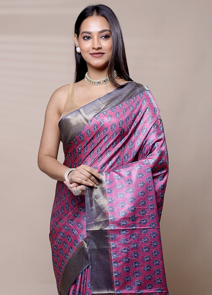 Purple Dupion Silk Saree With Blouse Piece