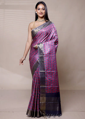 Purple Dupion Silk Saree With Blouse Piece