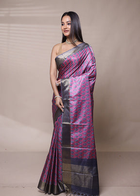 Purple Dupion Silk Saree With Blouse Piece