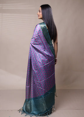 Purple Dupion Silk Saree With Blouse Piece