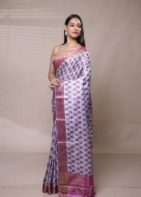 Purple Dupion Silk Saree With Blouse Piece