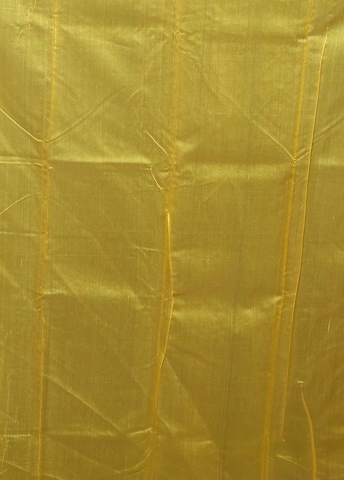 Yellow Chanderi Cotton Saree With Blouse Piece