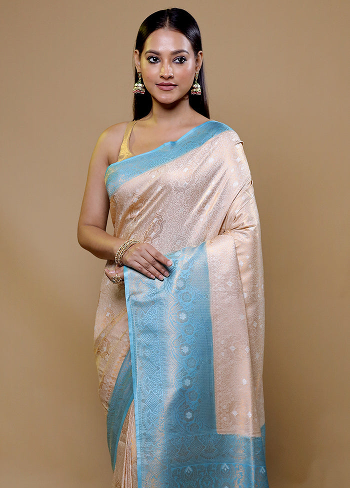 Cream Dupion Silk Saree With Blouse Piece