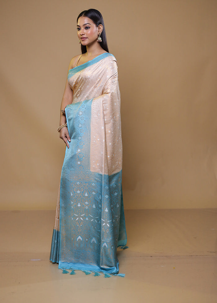 Cream Dupion Silk Saree With Blouse Piece