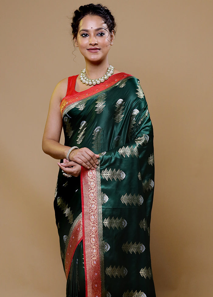 Green Dupion Silk Saree With Blouse Piece