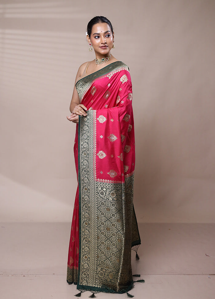 Pink Dupion Silk Saree With Blouse Piece