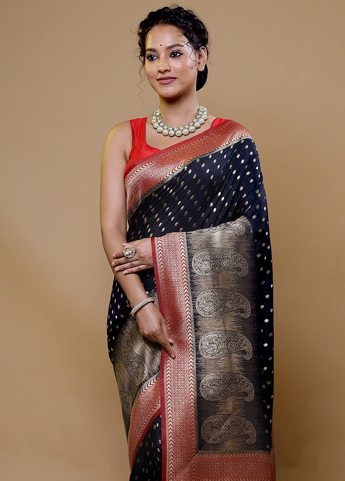 Blue Dupion Silk Saree With Blouse Piece