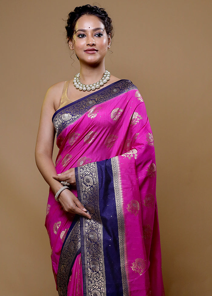 Pink Dupion Silk Saree With Blouse Piece