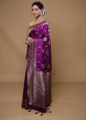 Purple Dupion Silk Saree With Blouse Piece