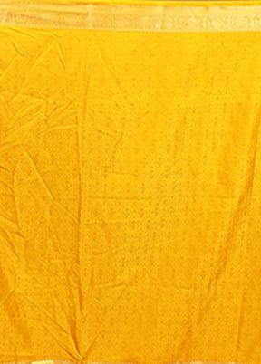 Yellow Dupion Silk Saree With Blouse Piece