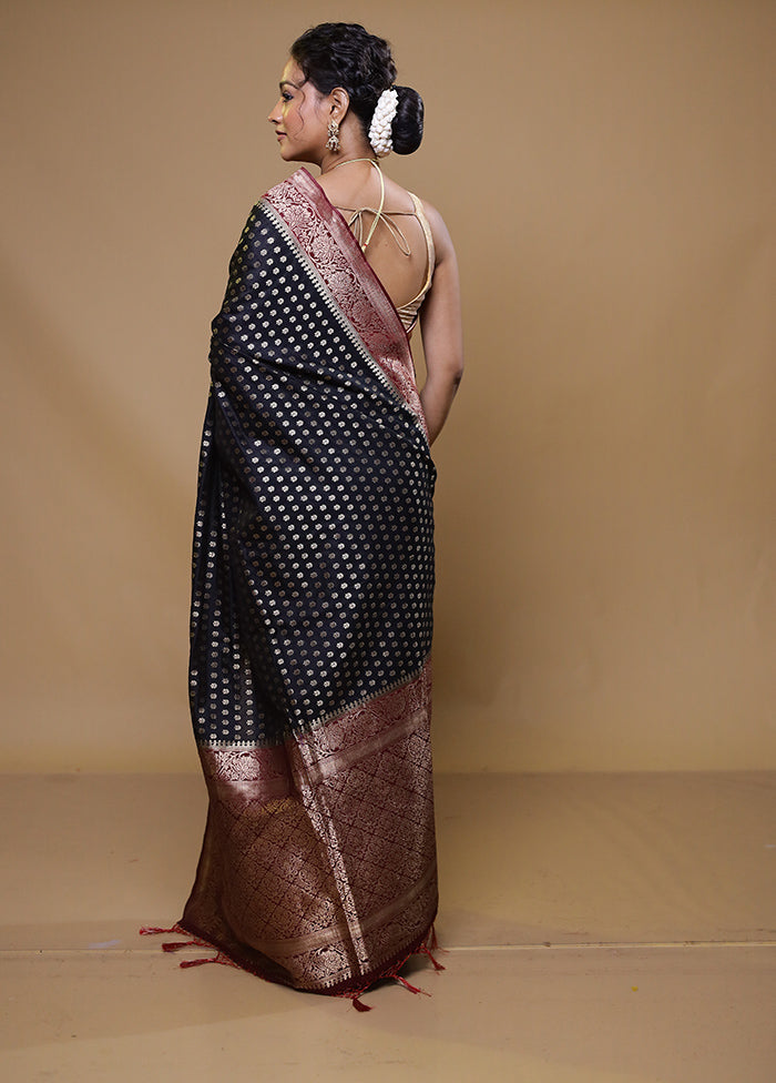 Black Dupion Silk Saree With Blouse Piece