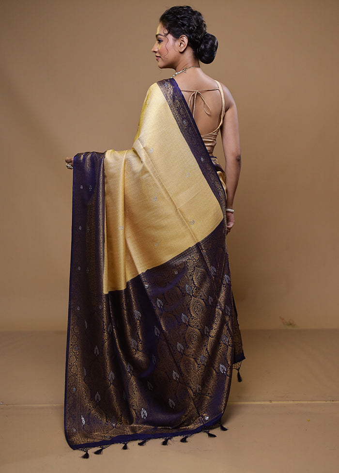 Beige Dupion Silk Saree With Blouse Piece