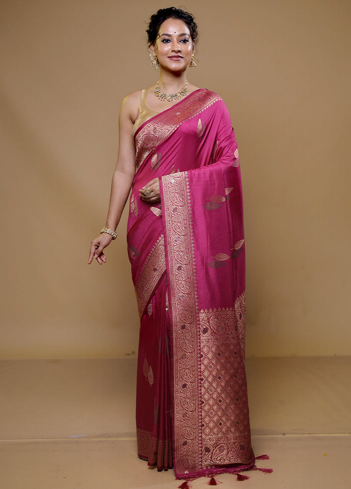 Pink Dupion Silk Saree With Blouse Piece