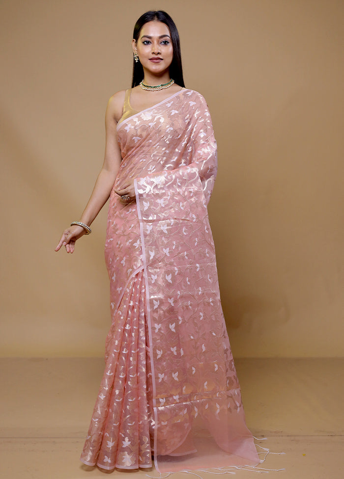 Pink Organza Saree With Blouse Piece