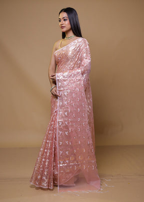 Pink Organza Saree With Blouse Piece