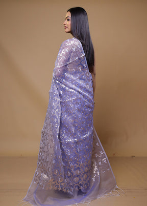 Purple Organza Saree With Blouse Piece