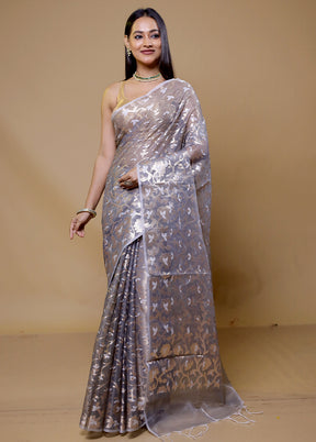 Grey Organza Saree With Blouse Piece