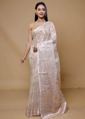 White Organza Saree With Blouse Piece