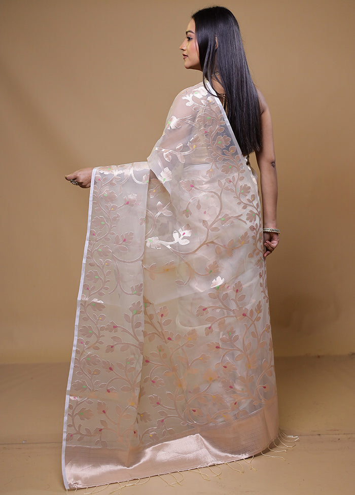 White Organza Saree With Blouse Piece