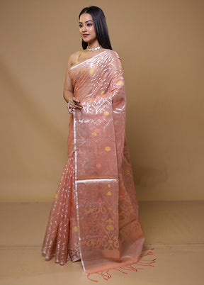 Peach Organza Saree With Blouse Piece