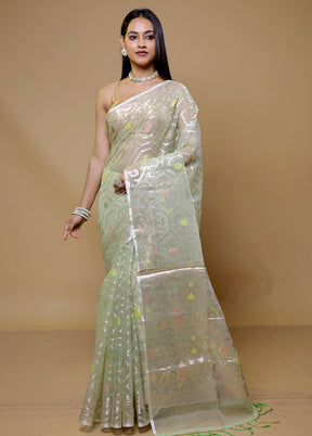 Green Organza Saree With Blouse Piece