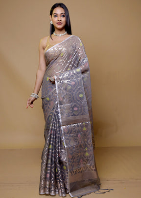 Grey Organza Saree With Blouse Piece