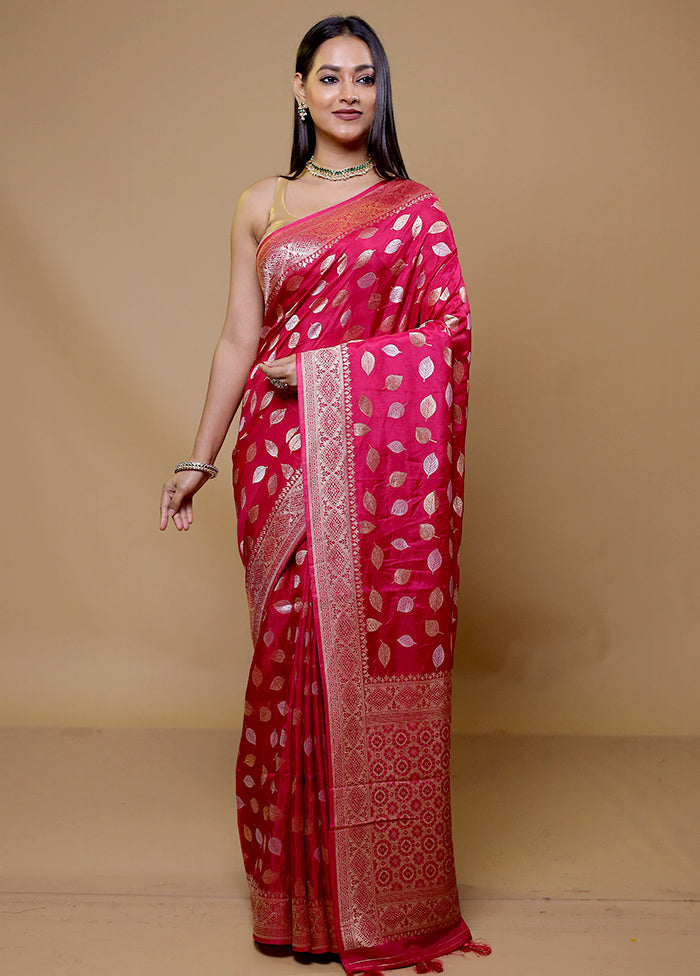 Pink Dupion Silk Saree With Blouse Piece