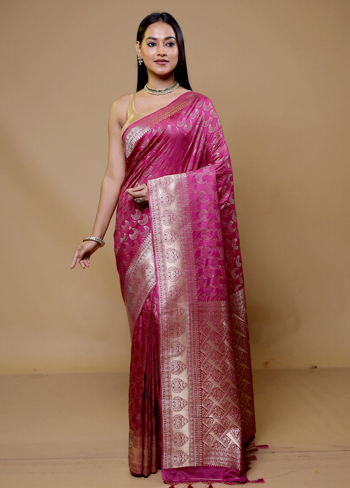 Pink Dupion Silk Saree With Blouse Piece