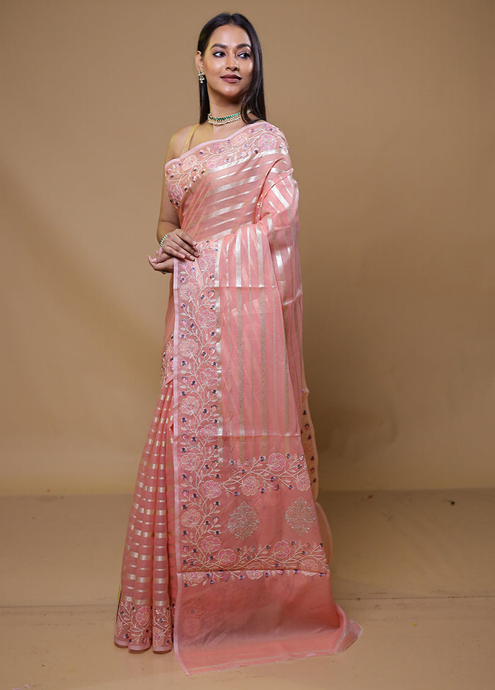 Pink Organza Saree With Blouse Piece