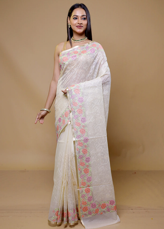 White Organza Saree With Blouse Piece