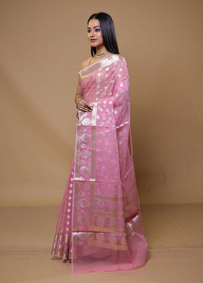 Pink Organza Saree With Blouse Piece