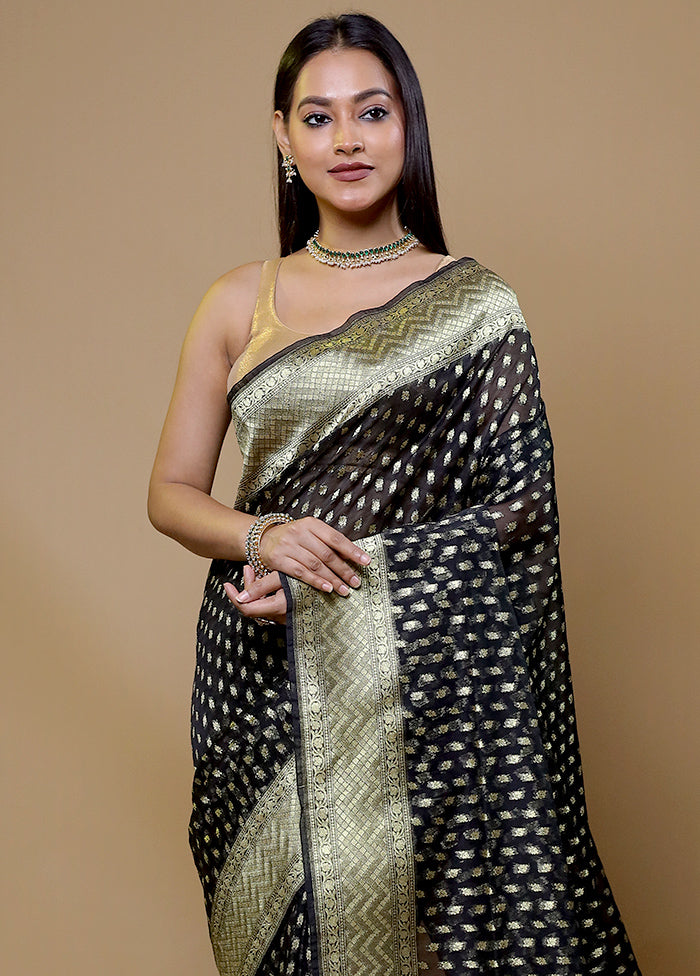 Black Organza Saree With Blouse Piece