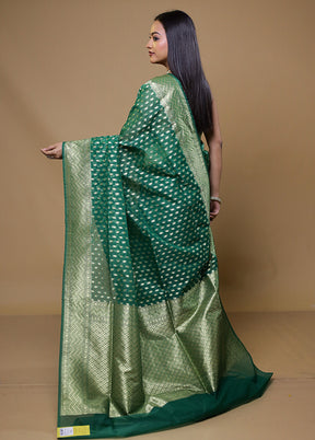 Green Organza Saree With Blouse Piece