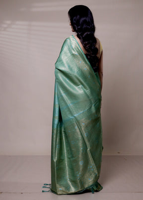 Green Dupion Silk Saree With Blouse Piece