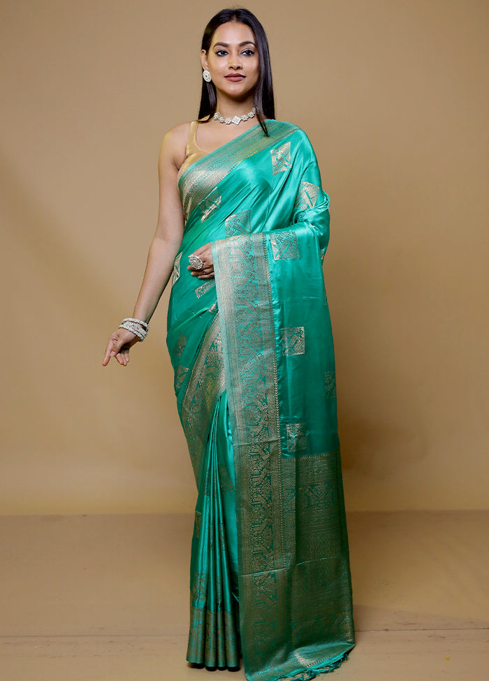 Green Dupion Silk Saree With Blouse Piece