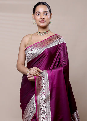 Purple Katan Silk Saree With Blouse Piece