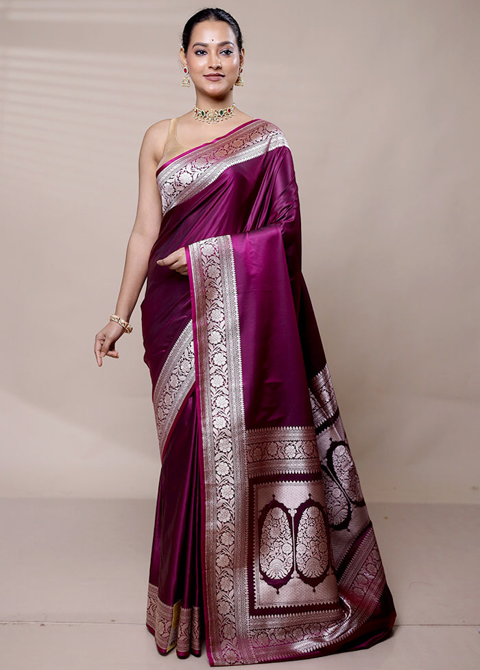 Purple Katan Silk Saree With Blouse Piece