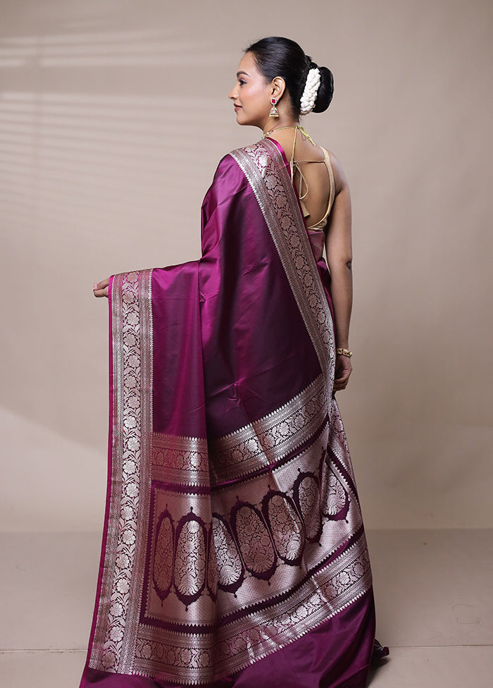 Purple Katan Silk Saree With Blouse Piece