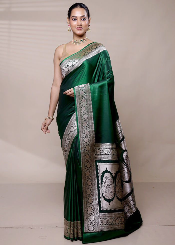 Green Katan Silk Saree With Blouse Piece