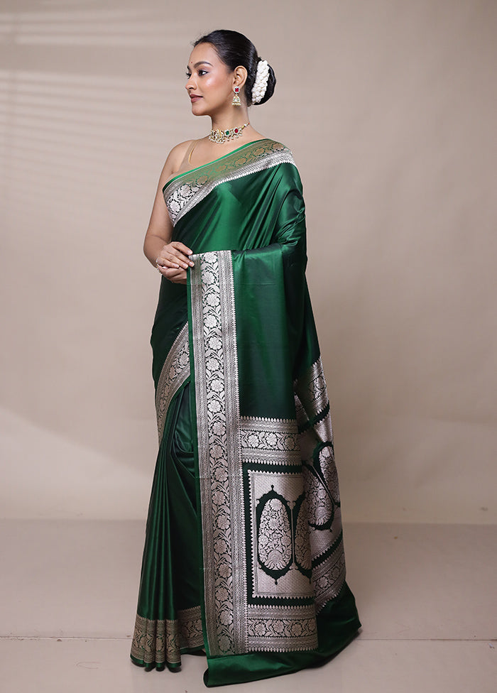 Green Katan Silk Saree With Blouse Piece