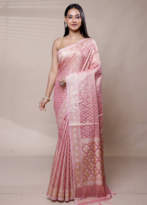 Pink Tissue Silk Saree With Blouse Piece