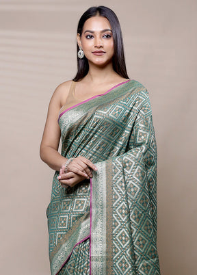 Green Kora Silk Saree With Blouse Piece