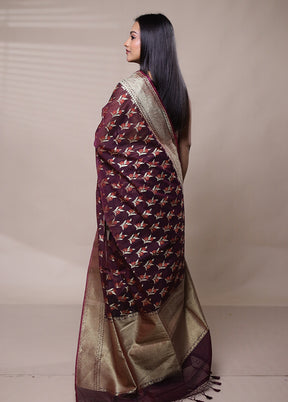 Purple Kora Silk Saree With Blouse Piece