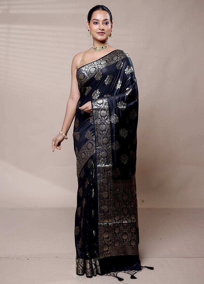 Black Cotton Saree With Blouse Piece