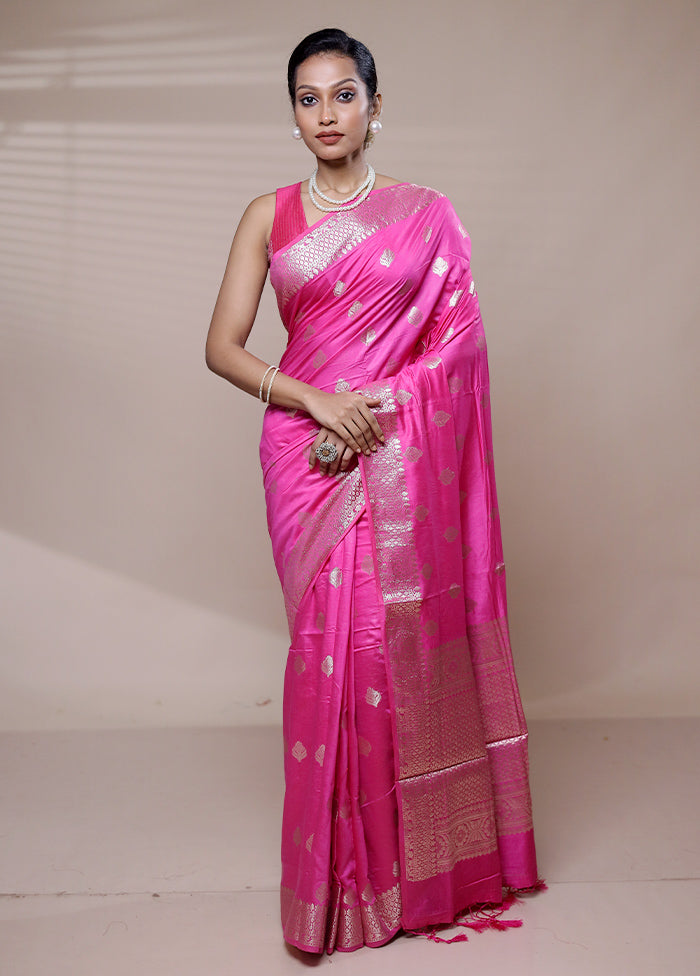 Pink Cotton Saree With Blouse Piece